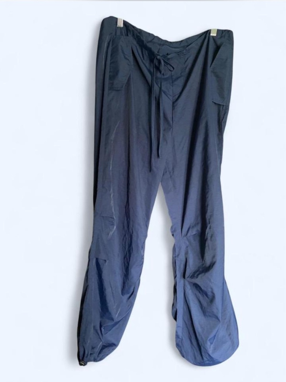 90s Style Navy Blue Track Pants / Parachute Cargo Pants - Size S